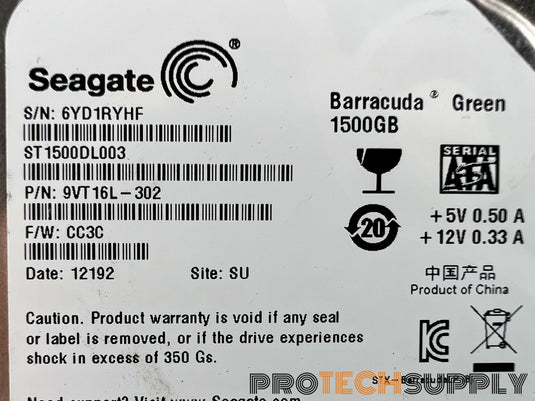 Seagate Barracuda 1.5TB 3.5" SATA III Desktop HDD 9VT16L-302 with WARRANTY