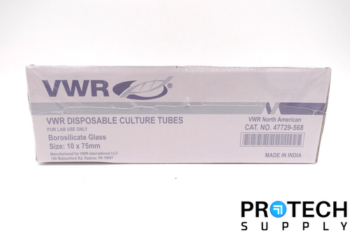 (250pcs) VWR 47729-568 Culture Tube Borosilicate Glass 28ml 10 x 75 mm NEW