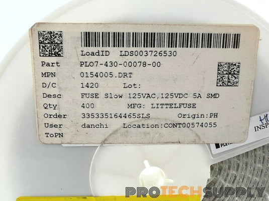 (Pack of 400) LittelFuse 0154005.DRT Slow Fuse Block 125VAC W/ WARRANTY