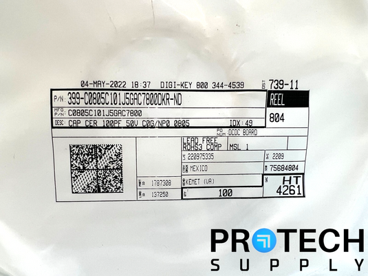 100/Pk KEMET C0805C101J5GAC7800 50V Ceramic Capacitor NEW with WARRANTY