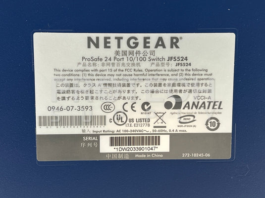 Netgear JFS524NA 24-port 10/100 Fast Ethernet Switch NEW with WARRANTY