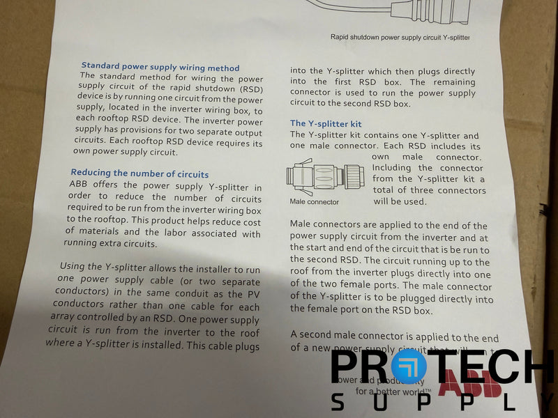 Load image into Gallery viewer, NEW ABB Rapid Shutdown Power Supply Circuit Y-Splitter Kit 3P029931000A
