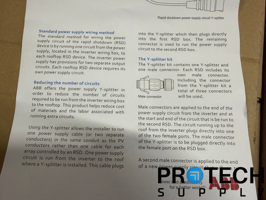 NEW ABB Rapid Shutdown Power Supply Circuit Y-Splitter Kit 3P029931000A