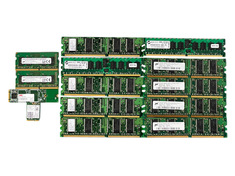 Load image into Gallery viewer, (Lot of 14) Misc RAM Wintec / Micron / Mosel Vitelic / Intel 128Mb-8Gb
