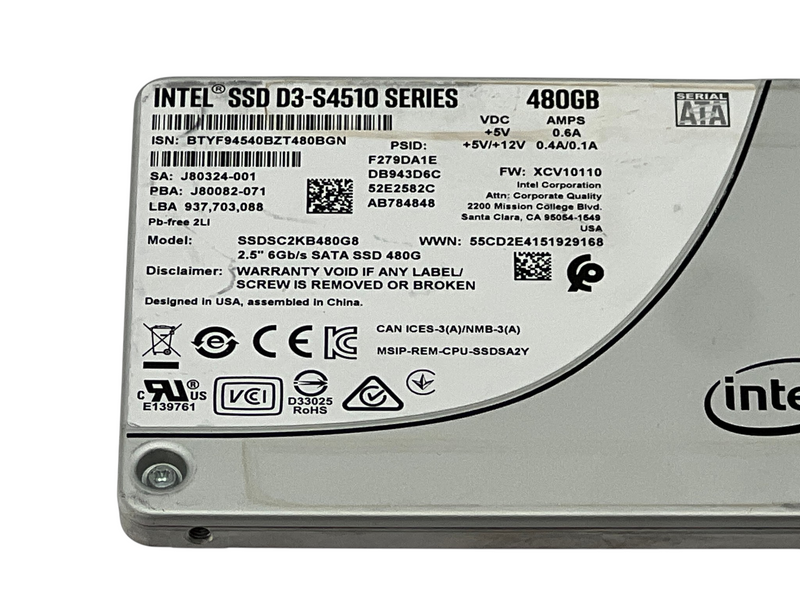 Load image into Gallery viewer, Intel SSDSC2KB480G8 Solid State Drive D3-S4510 480GB
