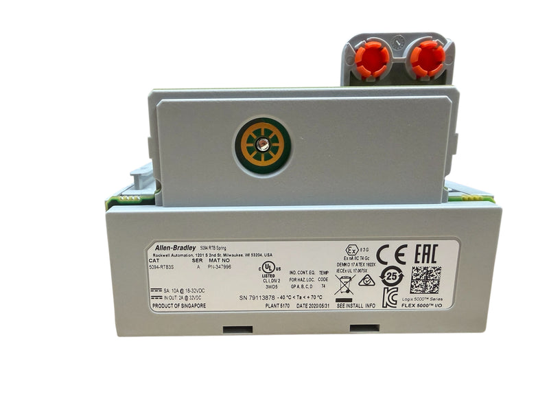 Load image into Gallery viewer, Allen-Bradley 5094-RTB3S Series A terminal block side label showing catalog number and certifications
