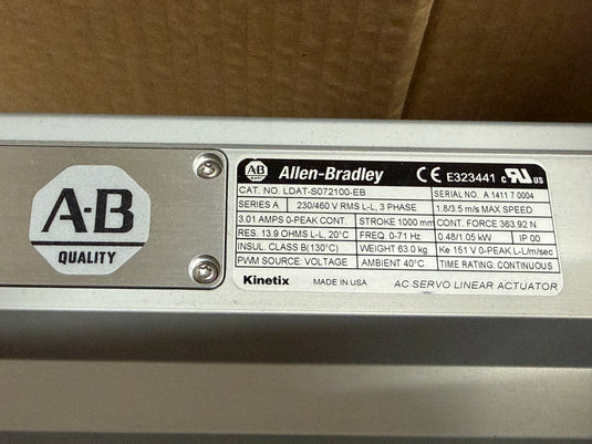 Allen-Bradley LDAT-S072100-EB Linear Thruster 1000mm Travel 75 Frame New Surplus