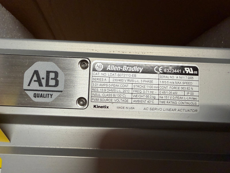 Load image into Gallery viewer, Allen-Bradley LDAT-S072110-EB Kinetix Linear Thruster 1100mm Travel New Surplus
