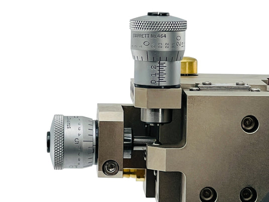 3-Axis Probe Micropositioner w/ x3 Starrett 464 Micrometers
