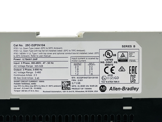 Allen-Bradley 25C-D2P3N104 Power Flex 527 AC Drive