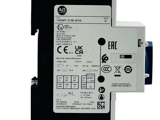 Allen-Bradley 140MT-C3E-B16 1-1.6A Motor Protection Circuit Breaker