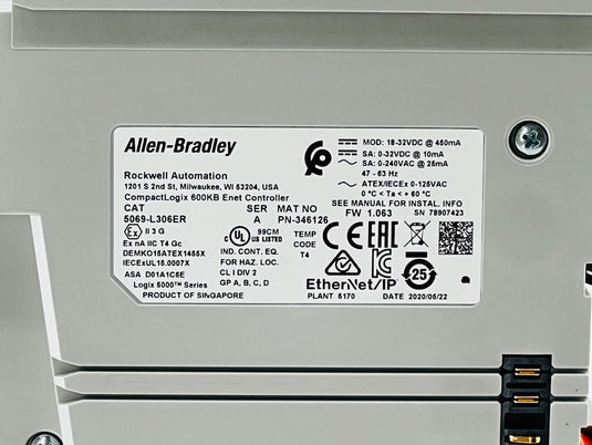 Allen-Bradley 5069-L306ER CompactLogix 5380 PLC Controller 1784-SD2/A